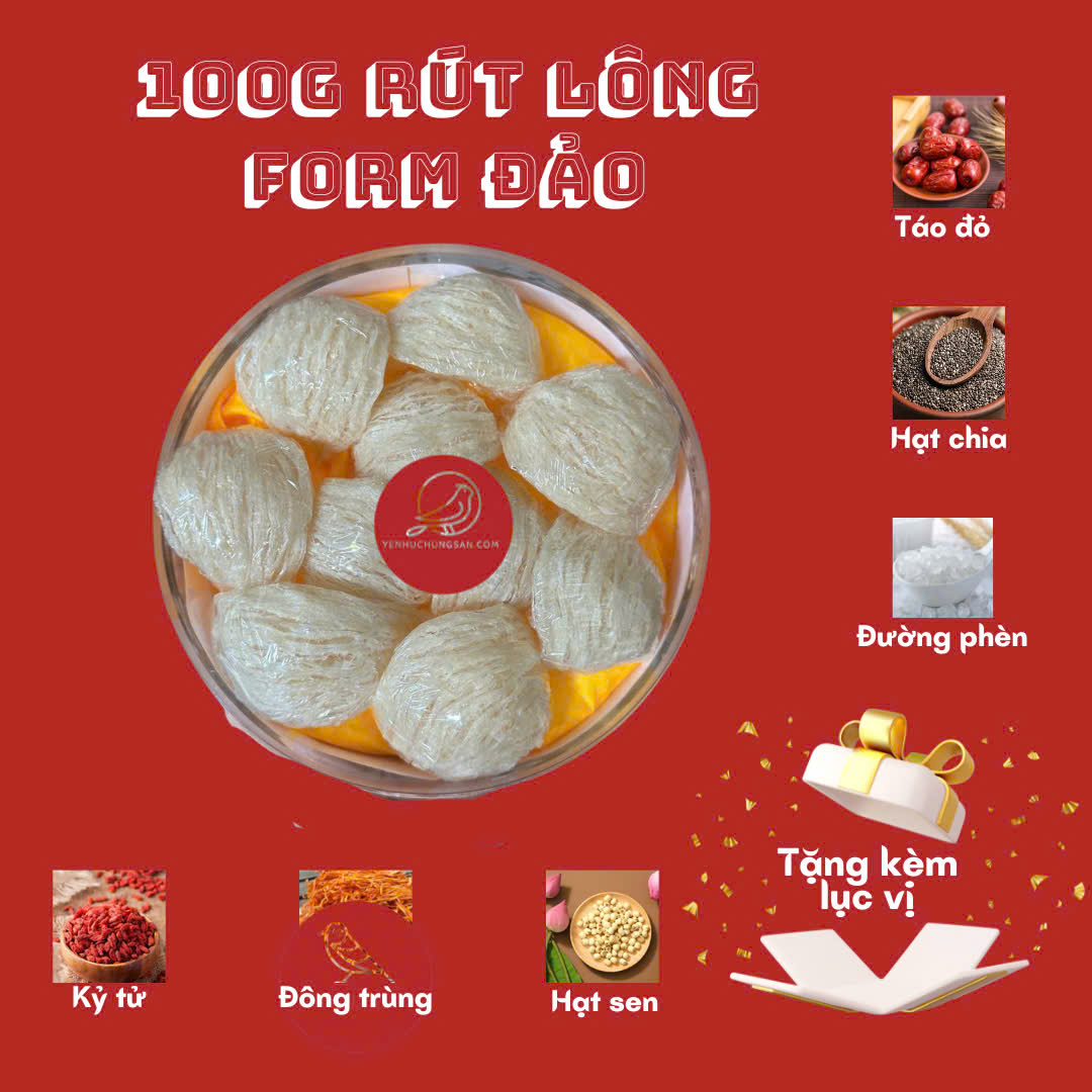 Yến rút lông form đảo sợi gân